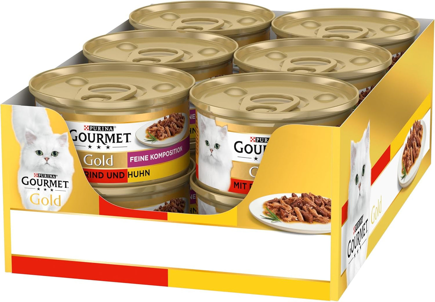 Gourmet Gold Fine Composition mokra karma dla kotów z wołowiną i kurczakiem, opakowanie 12 szt. (12 x 85 g)