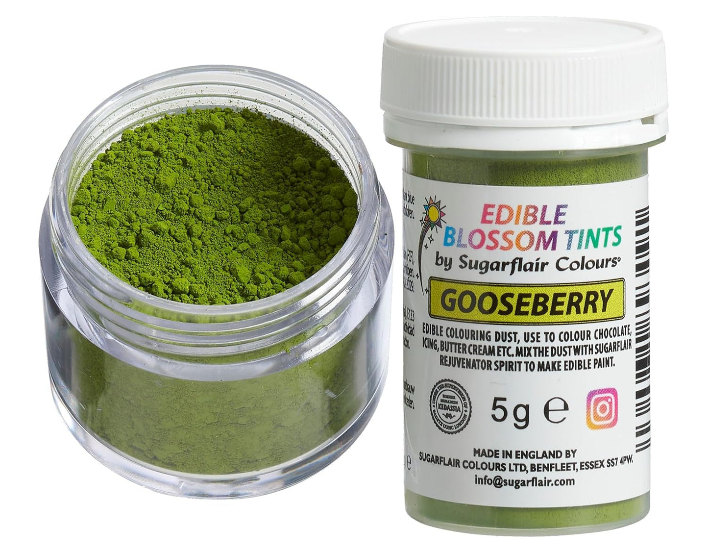 Sugarflair Blossom Tint Dust Agrest Barwnik spożywczy w proszku - Barwnik spożywczy w proszku do dekorowania ciast, pasty cukrowej, kremówki, lukieru, czekolady, kremu maślanego, makaroników i innych - 5G