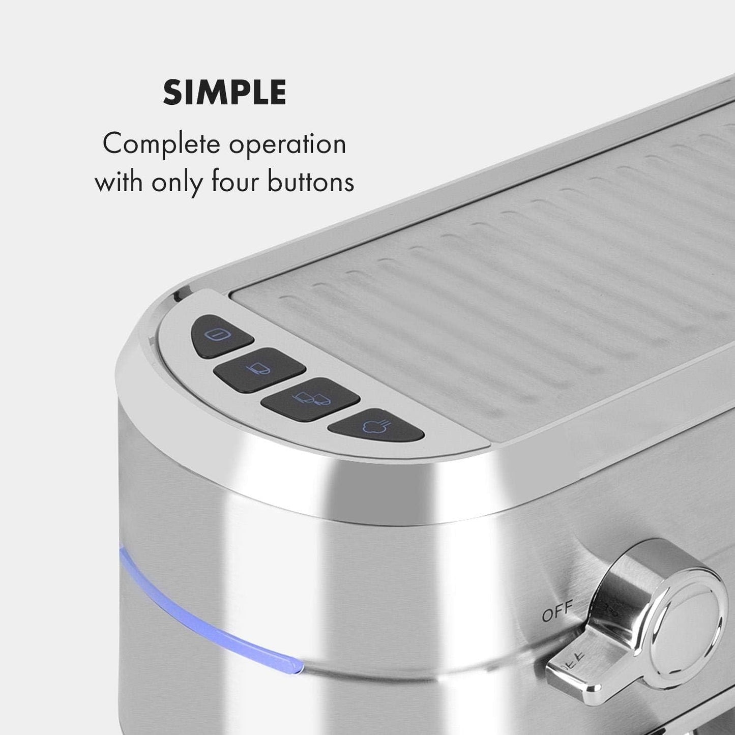 Klarstein Futura Ekspres do kawy, Przenośny ekspres do kawy z filtrem, 1450 W, 20 barów, Jakość baristy, Podwójna dysza, Blokada przepływu, Przenośny ekspres do kawy z filtrem, Funkcja spieniania mleka, Srebrny