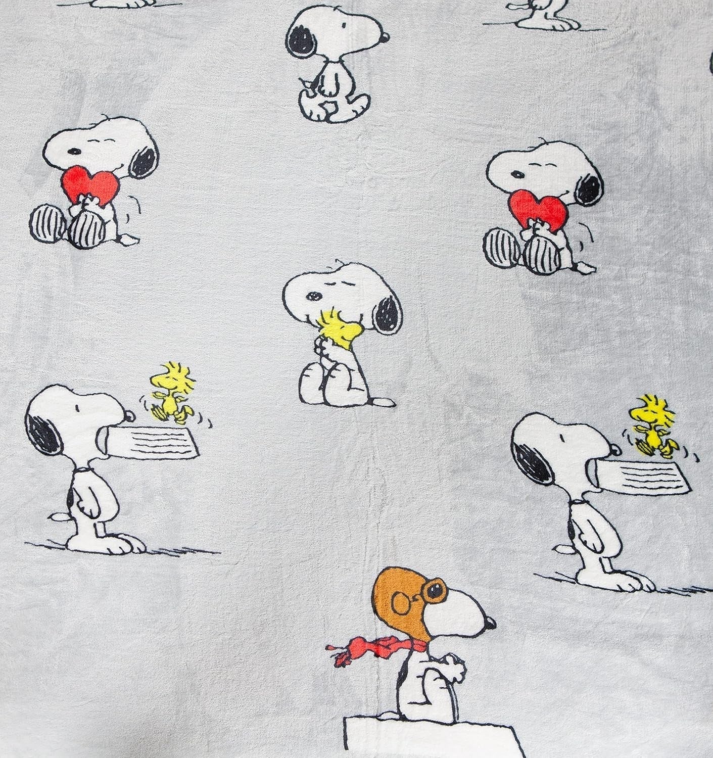 Łóżko Kanguru, narzuta, koc polarowy na łóżko podwójne, koc z mikrofibry, Snoopy Peanuts SZARY, 230X230Cm, koc letni, narzuta do sypialni Łóżka i koce Besuche den Kanguru-Store