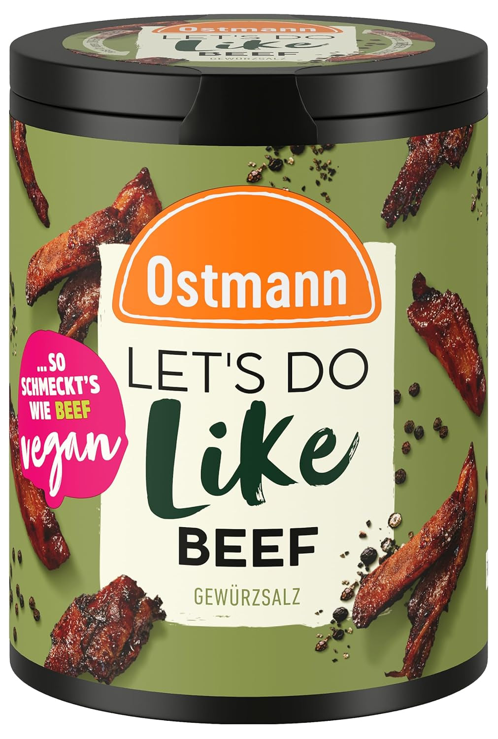 Ostmann Gewürze - Róbmy jak wołowina | Rindfleisch-Geschmack für ungewürzte Fleischersatzprodukte | Gewürzsalz für Seitan, Tofu i dania wegetariańskie i wegańskie Gerichte | 90 g w koszu Metalldose
