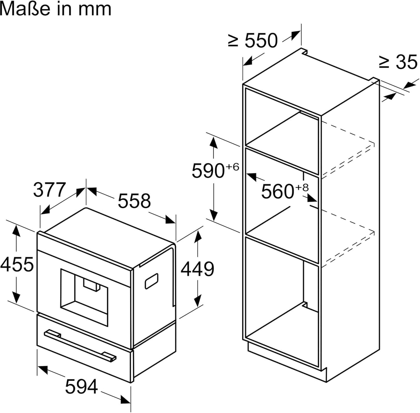Bosch CTL7181B0, Inteligentny wbudowany automatyczny ekspres do kawy serii 8, 45,5 x 59,4 cm, ekran dotykowy TFT, bardzo cichy młynek ceramiczny, funkcja samooczyszczania AutoMilk Clean, zbiornik na wodę 2,4 l, czarny