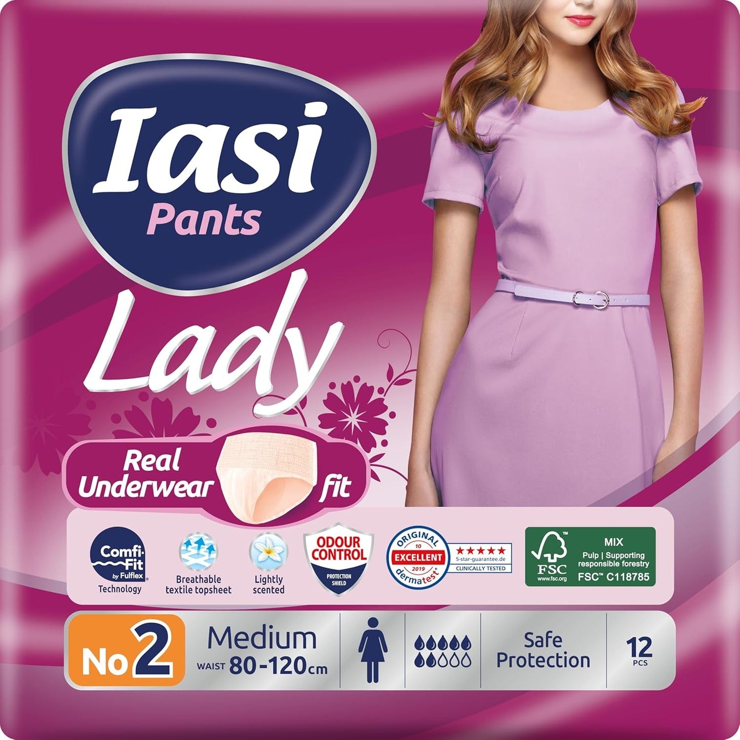 Spodnie LADY 48 Jednorazowe spodnie na nietrzymanie moczu Chłonność Plus rozmiar S dla kobiet 48 szt.