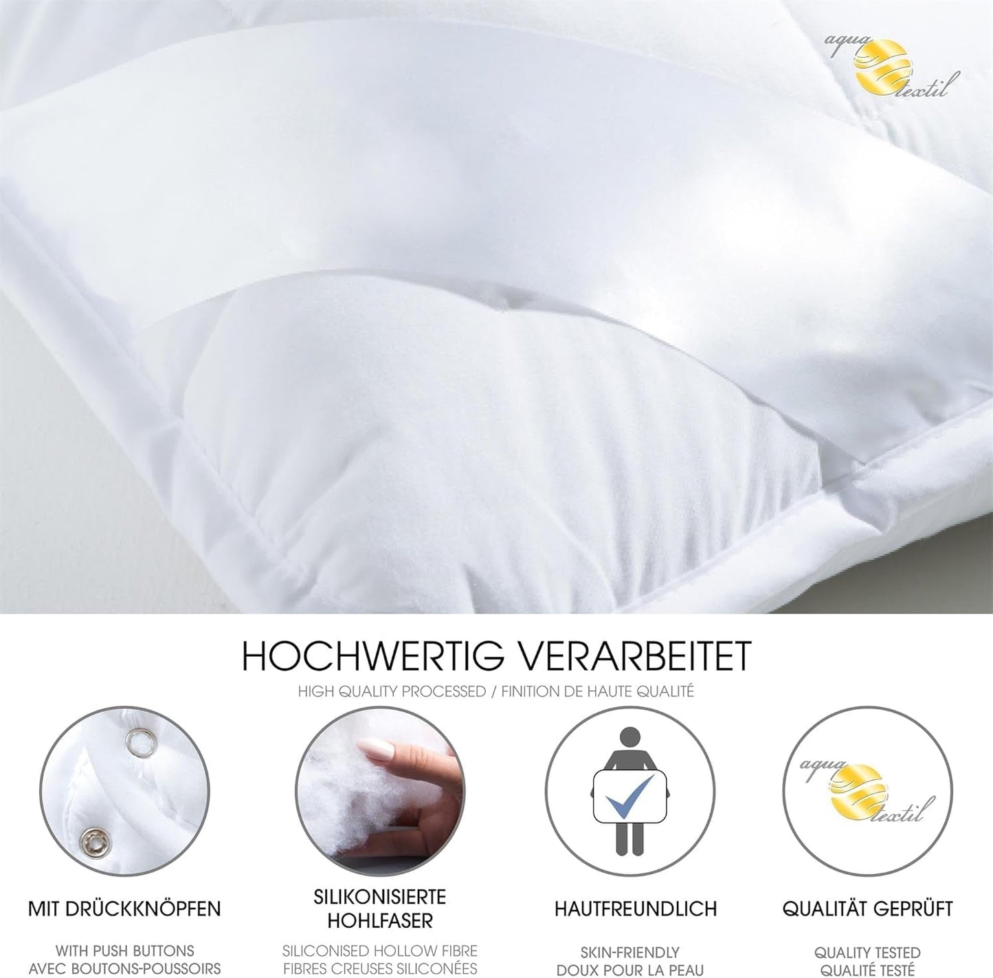 Aqua-Textil Kołdra 4-sezonowa 135X200Cm Koce splecione Zima 800G Lato 600G Klimatyzacja Oeko-Tex Kołdry i kołdry Naty Shop