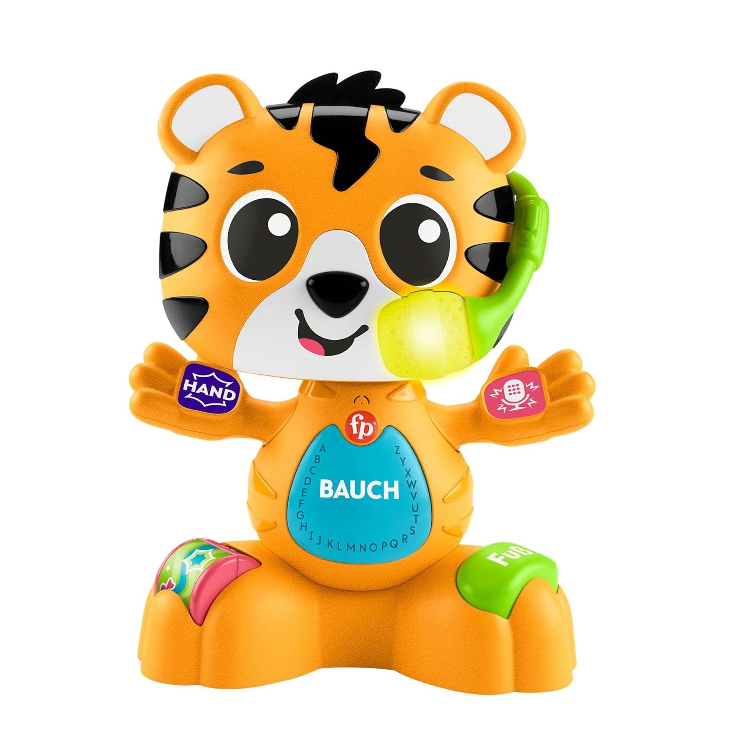 Fisher-Price Baby & Toddler Beat Bande Lern & Tanz Tiger Justin Zabawka edukacyjna z dźwiękami i światłami dla niemowląt w wieku od 9 miesięcy, wydanie niemieckie, HYL31 Bebe Naty Shop Toys Domyślny tytuł