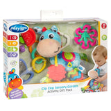 Playgro Clip Clop Zestaw upominkowy Sensory Garden Activity - Sensoryczna zabawka ogrodowa dla dzieci od 0 miesiąca życia - Interaktywna zabawka z grzechotkami, gryzakiem i przyjacielem wózka - 4 sztuki