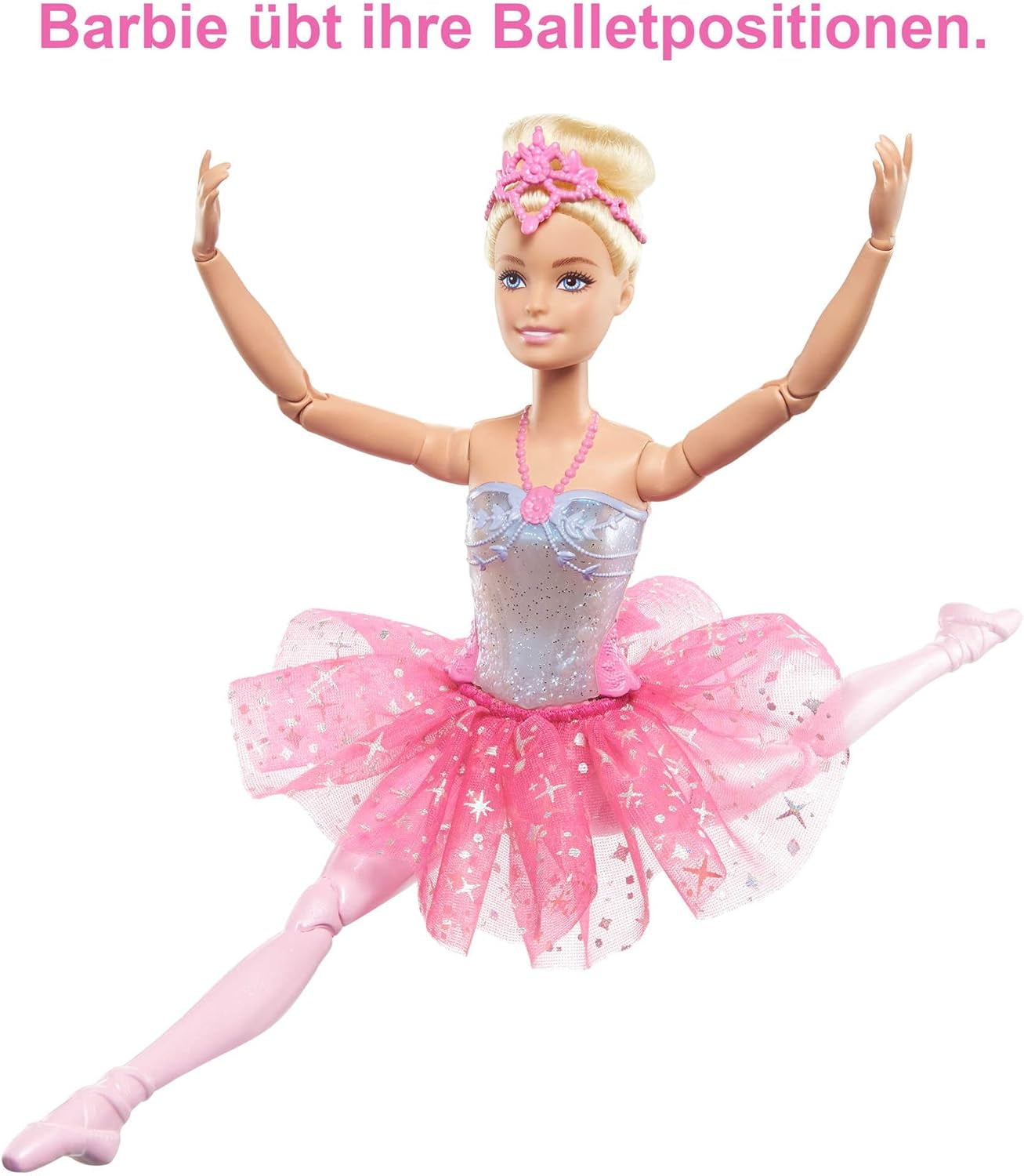 Barbie Dreamtopia Magic Light Ballerina Lalka z różową tutu i blond włosami, 5 efektów świetlnych i dźwiękowych, ruchoma Barbie, od 3 lat i więcej, lalki HLC25 Naty Shop