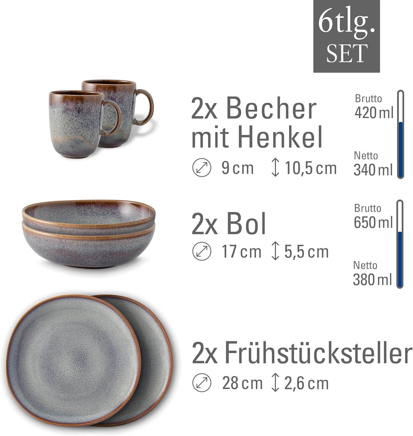 Zestaw śniadaniowy Lave beżowy marki Villeroy & Boch, 6 sztuk