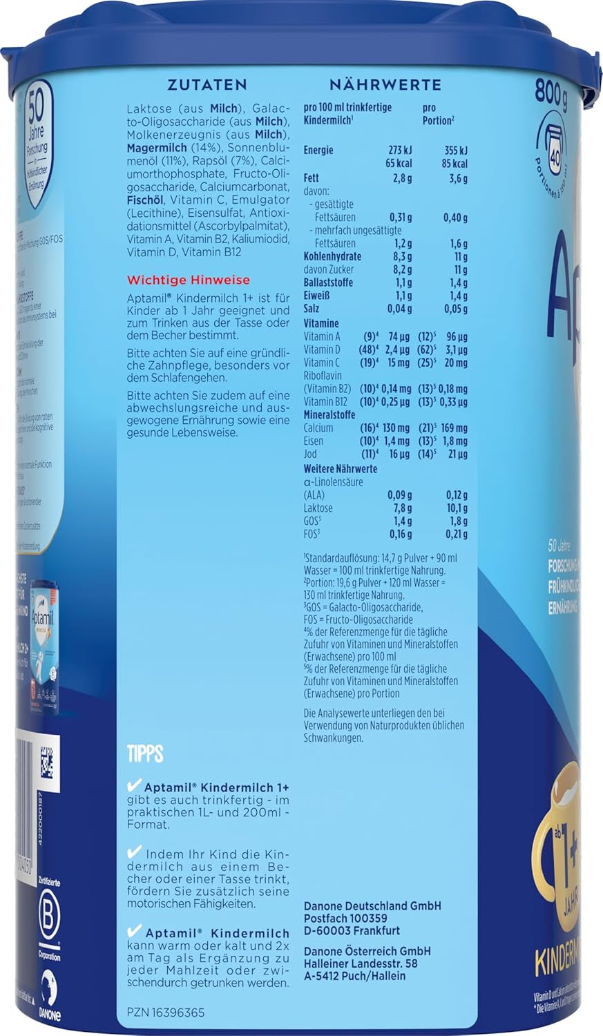 Aptamil Mleko wzrostowe 1 Plus - Mleko wzrostowe od 1 roku - 800g