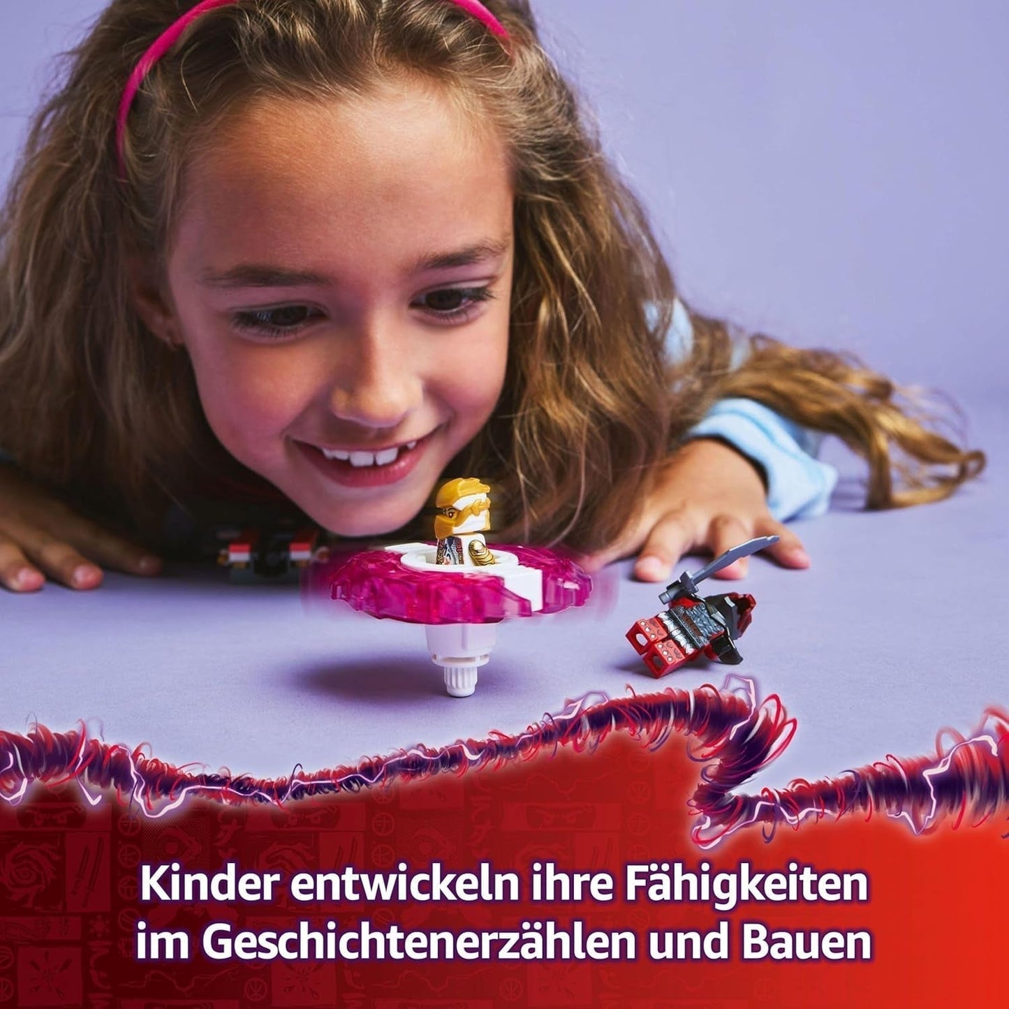 LEGO NINJAGO Smok Sory Spinjitzu Spinner — zabawka Ninja z 2 minifigurkami — mały zestaw do zabawy dla dzieci — pomysł na prezent dla chłopców i dziewcząt w wieku 6 lat 71824 Zestawy do budowania Besuche den LEGO-Store