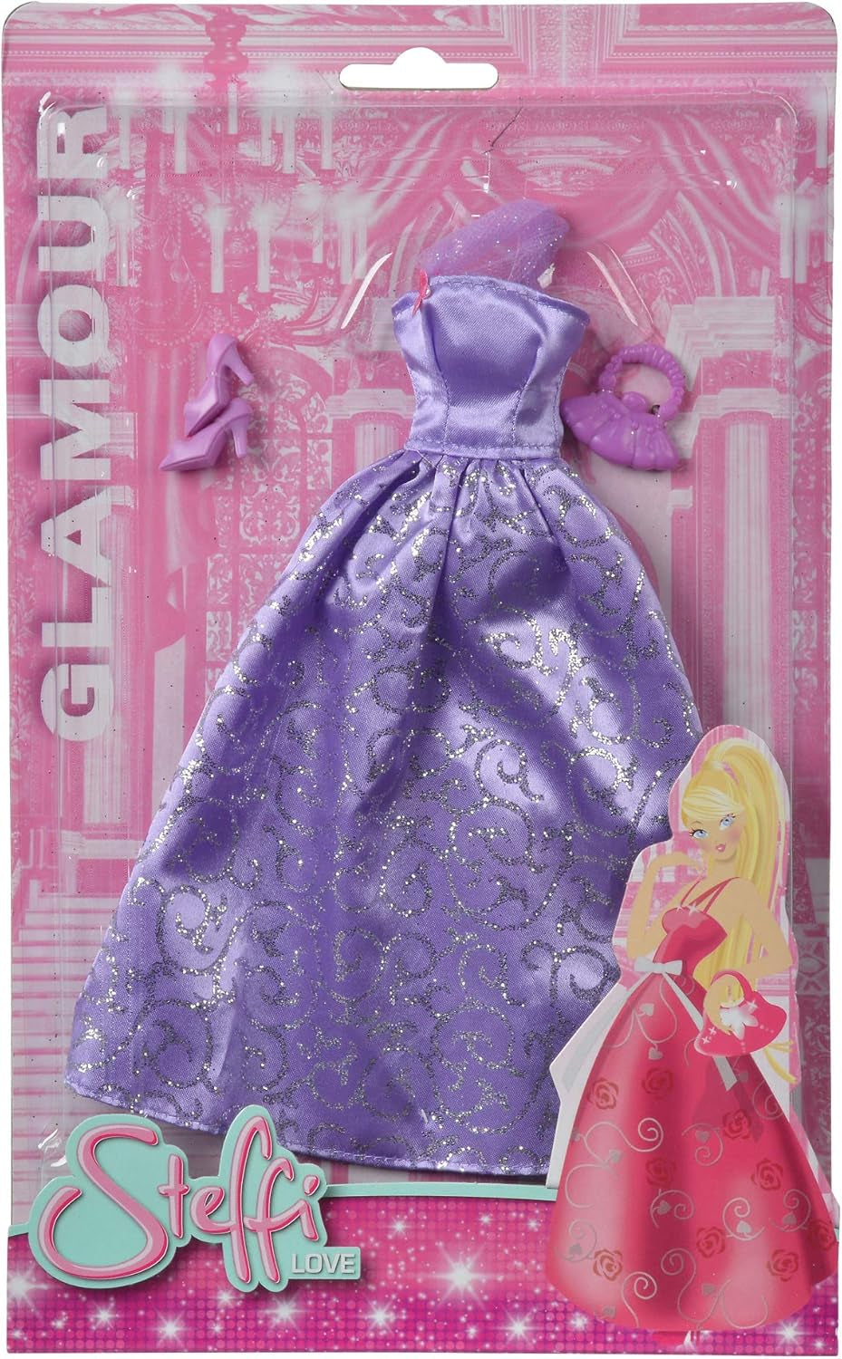 Simba 105723369 - Steffi Love Glamour / Zestaw ubranek dla lalek / 3 różne elementy / Tylko jeden element w zestawie / Suknia balowa dla wszystkich lalek 29 cm / Lalka nie jest wliczona w cenę