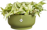 elho Vibes Fold Bowl 25 - Doniczki do wnętrz - 100% plastiku pochodzącego z recyklingu - Ø 24,9 x wys. 12,1 cm - Zielony/Ferngrün