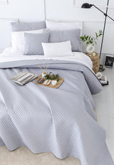 Todocama Fine Boutique narzuta ze wzorem piqué, na wiosnę, lato, jesień i zimę, 100% super miękka mikrofibra, wielofunkcyjny koc, 140/150/160-250 X 260 cm, jasnoszary Łóżka i koce Beuche den Todocama-Store