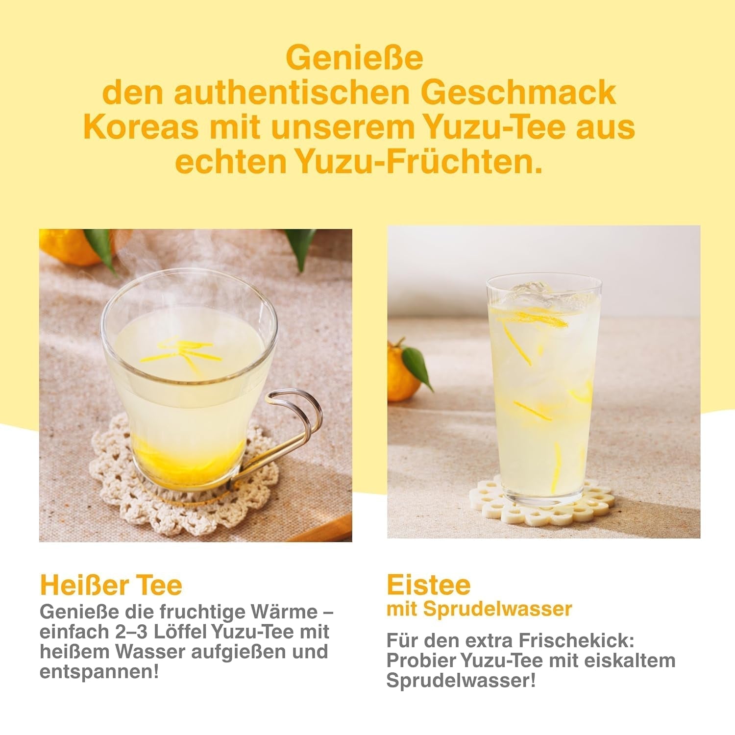 Easycookasia Koreański Napój – Herbata Yuzu | Owocowy, słodki i cytrusowy | Z witaminą C | Do herbaty, lemoniady, koktajli i deserów | Odkryj azjatycką kulturę herbaty (500g)