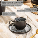 SANGER Sydney | Zestaw 12 filiżanek ceramicznych do espresso, Zestaw filiżanek do mokki na 6 sztuk, Filiżanki i spodki, Można myć w zmywarce i używać w kuchence mikrofalowej, Ciemnoszary, 80 ml | KOLEKCJA WARTOŚCIOWA