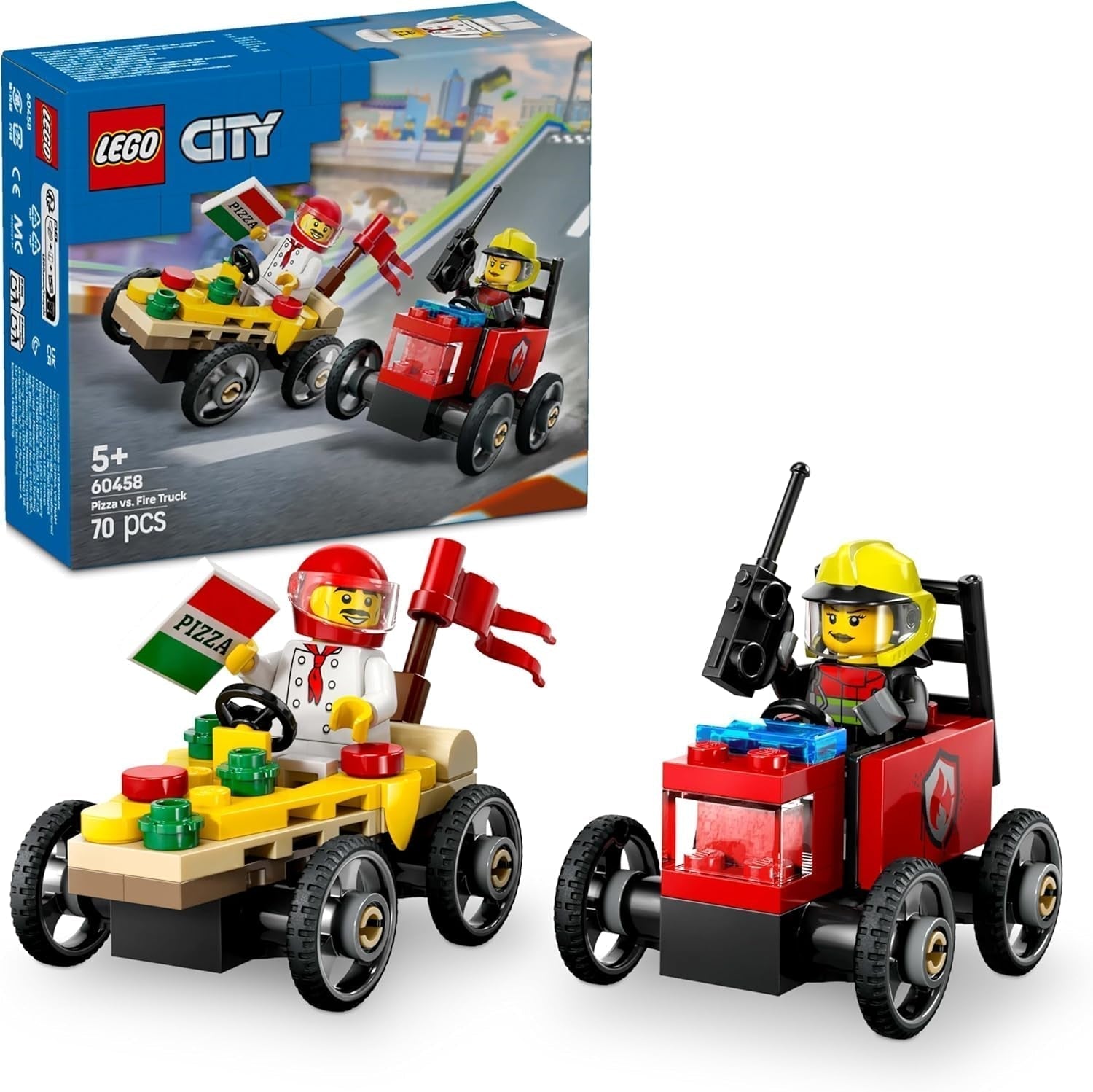 LEGO City Furgonetka dostawcza pizzy kontra. Ciężarówka z pizzą — Mydelniczka dla dziewcząt i chłopców w wieku 5+ — Zestaw do budowania z 2 minifigurkami kierowców — Prezent urodzinowy i świąteczny 60458 Zestawy do budowania Besuche den LEGO-Store Default Title
