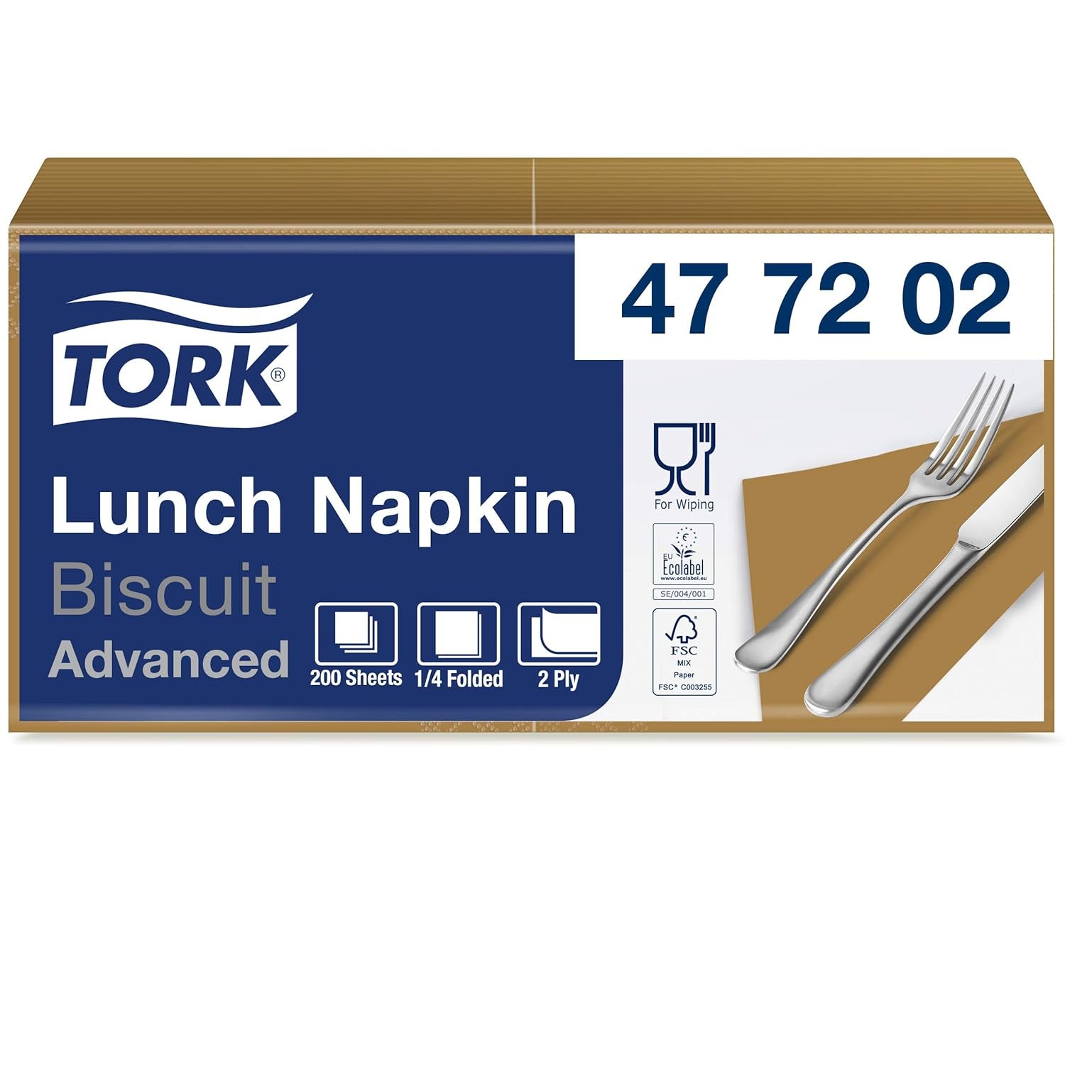 Tork 477840 Limonkowe serwetki obiadowe / 2-warstwowe serwetki do małych posiłków lub przekąsek / Zaawansowana jakość / 10 X 200 (2000) serwetki papierowe / 32,6 X 33 cm (dł. x szer.) / złożenie na 1/4