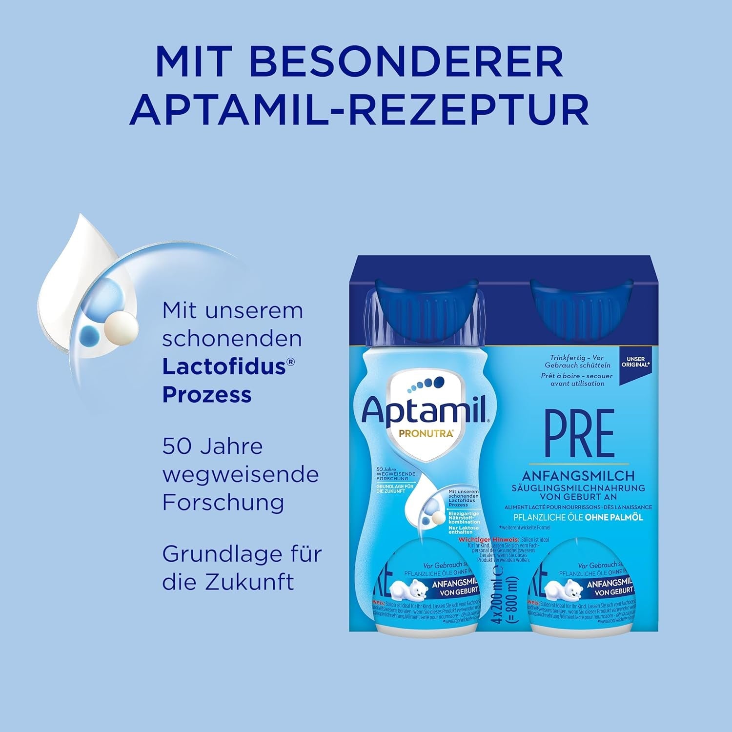 Aptamil Pronutra Pre - Mieszanka dla niemowląt od urodzenia - Z olejami roślinnymi, bez oleju palmowego - 6 x 4 x 200 ml (4800 ml)