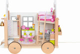 Goki 51477 - Mały domek dla lalek Hygge z drewna i tekstyliów dla mini lalek, ruchomy domek dla lalek w stylu skandynawskim, 38 cm x 27 cm x 33 cm, zestaw 40 sztuk, domki dla lalek w wieku 3+ Domyślny tytuł sklepu Naty