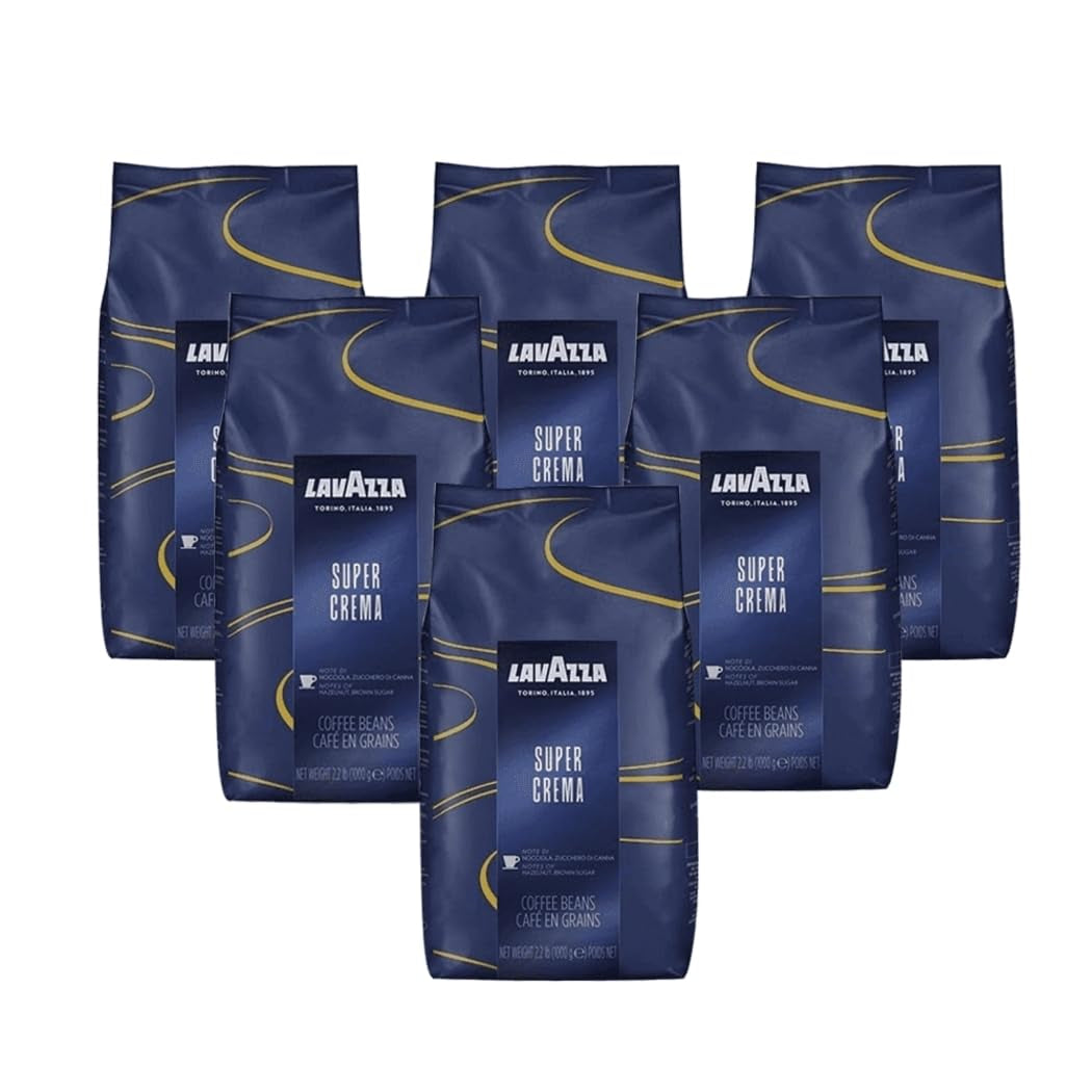Lavazza Espresso Super Crema Kawa, całe ziarna, kawa mielona, ​​opakowanie 6 szt., 6 x 1000 g