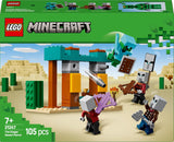 LEGO Minecraft Zestaw gier wideo Pustynny patrol Illager dla dzieci, minizabawka placówki i trzy minifigurki, w tym łupieżca, sługa i rycerz-kaktus 21267 Zestawy do budowania Kup w sklepie LEGO