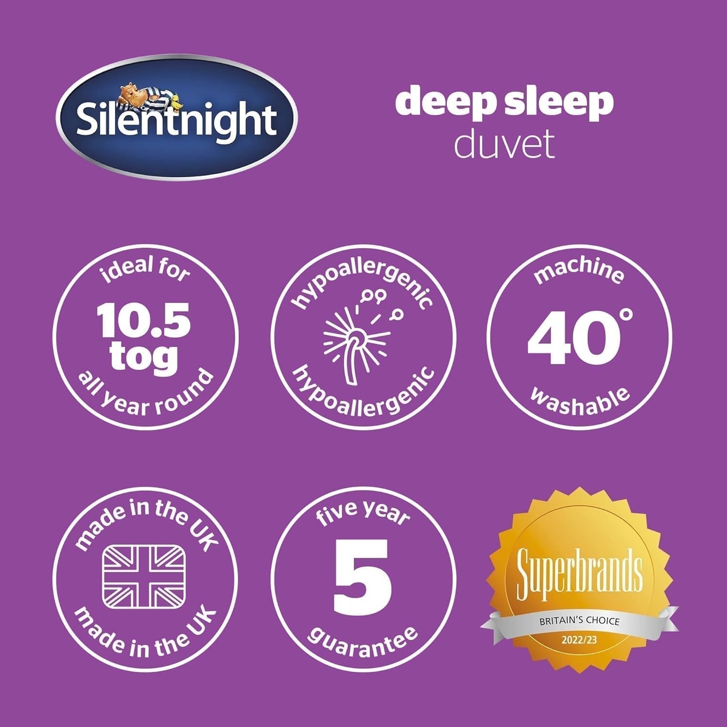 Kołdra Silentnight Deep Sleep, biała, mikrofibra, biała, łóżko pojedyncze. Kołdry i kołdry Naty Shop