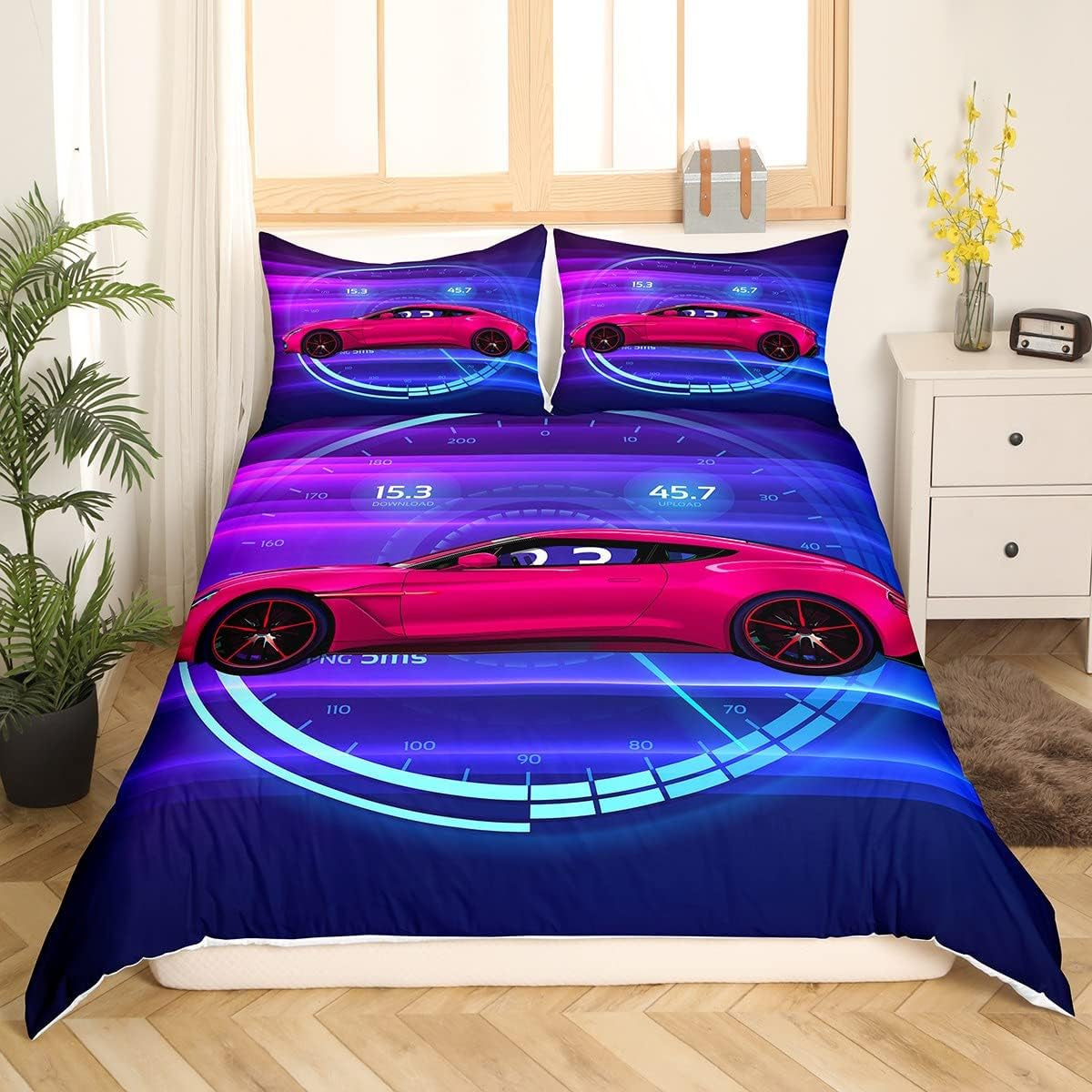 Zestaw pościeli samochodowej Jungen 135X200,Kinder Bau Fahrzeuge Tröster Abdeckung Für Kind Kleinkind Teens,Dinosaurier Bettbezug,Traktor Maschinerie Bagger Bettdecke Abdeckung,Lkw Autos Bedtuffen Naty Shop Multi 8 220*240+80*80*2