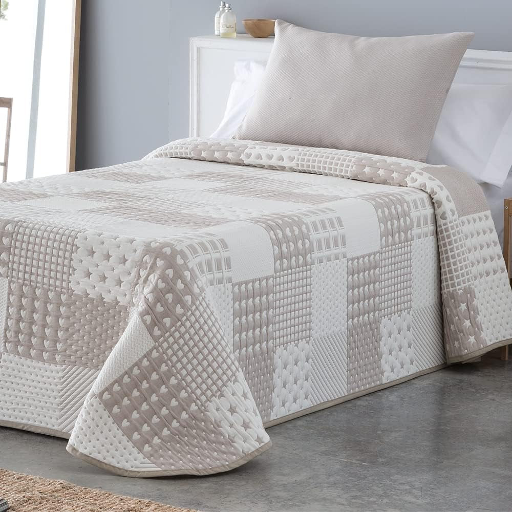 VIALMAN Colcha Bouti Ligera Narzuta Sofia 21, poliester bawełna, beżowy, Cama 150: 250 x 270 cm Łóżka i koce Besuche den VIALMAN-Store