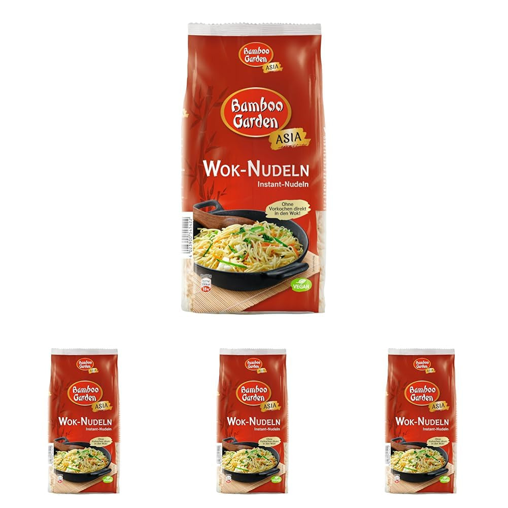 Ogród Bambusowy - Makaron Wok | Makaron błyskawiczny z jajkiem | Wymieszaj, nie jest wymagane wstępne gotowanie | Do azjatyckich dań z woka | 250 g w worku