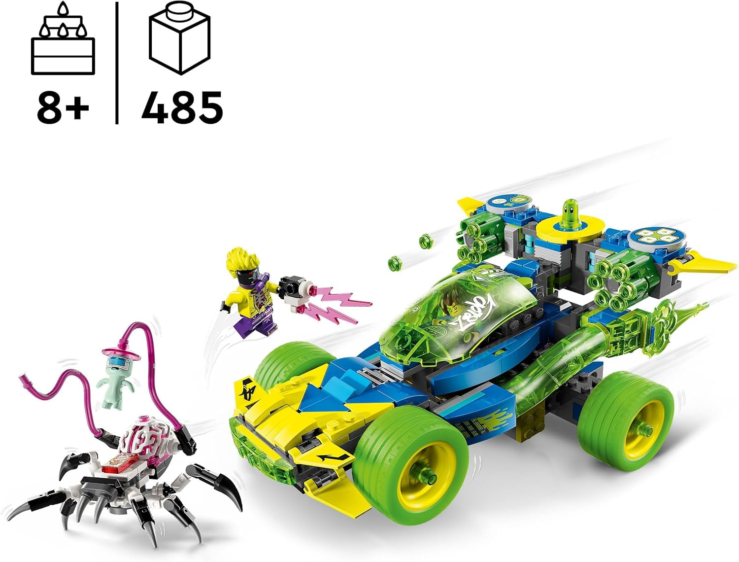 LEGO Dreamzzz Mateo z wyścigówką Z-Blob Action, zestaw fantasy 2 w 1 z pojazdami, minifigurkami i stworzeniami ze snów dla dzieci w wieku powyżej 8 lat, prezent dla chłopców i dziewcząt 71491 Zestawy do budowania Beuche den LEGO-Store