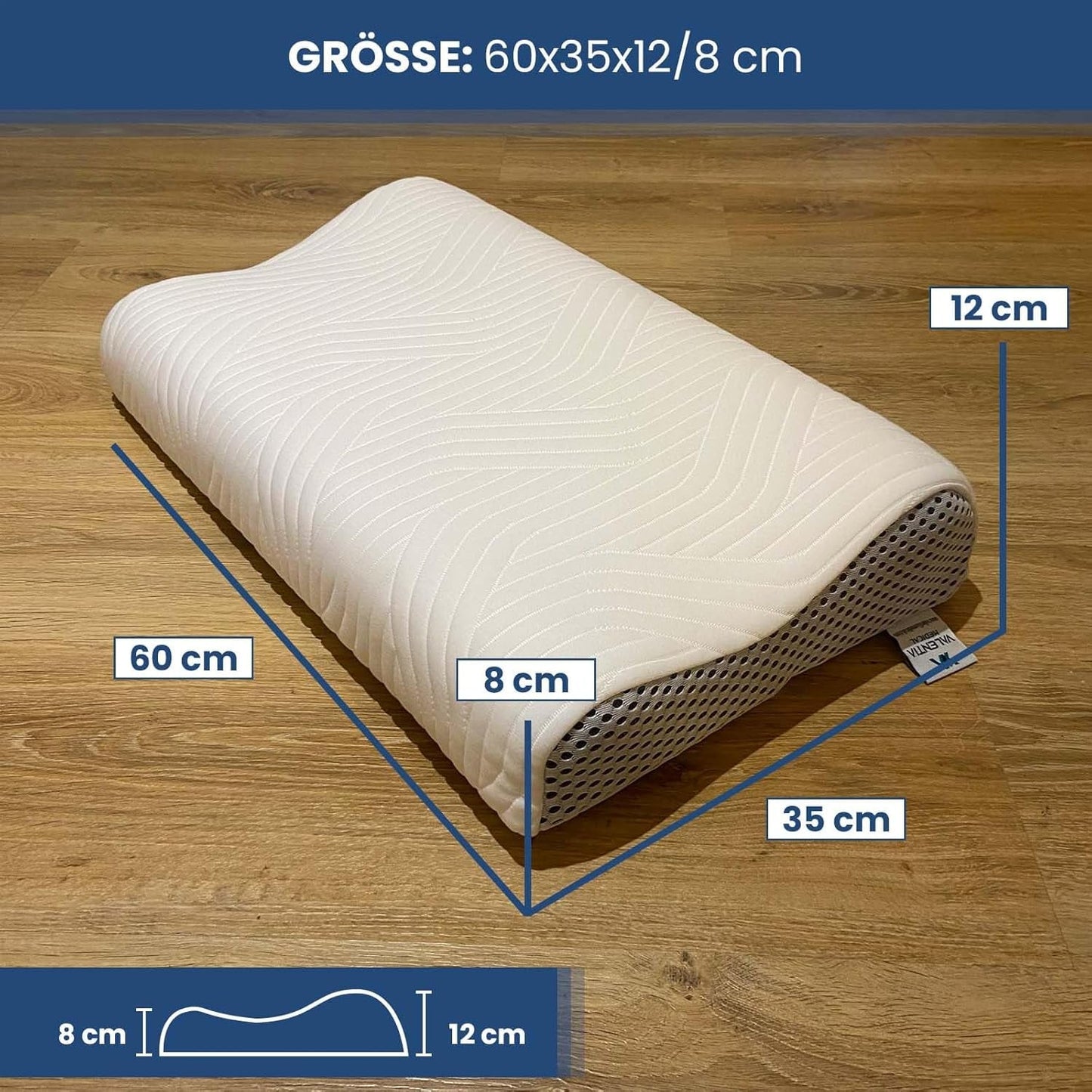 Valentia Medical Memory Foam Poduszka podtrzymująca szyję Ortopedyczna poduszka przeciwbólowa szyi Poduszka pod szyję z pianki Memory Ultra miękka, zmywalna osłona Poduszki ortopedyczne szyjki macicy Naty Shop