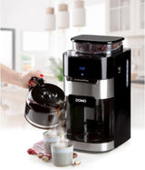 Ekspres DOMO DO721K „Grind and Brew” - Funkcja od ziarna do filiżanki - Wyświetlacz LCD - Do kawy mielonej lub całych ziaren - 1,5 L