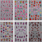 JMEOWIO Nagelsticker Blumen 6 Blatt Nail Art Naklejka Selbstklebend Nagelaufkleber Sommer Blumen Dekoration Nageldesign Zubehör