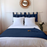 Enjoy Home - Kolekcja Panama - Kołdra z 4 jutowymi frędzlami - 100% bawełna - Certyfikat Oeko-Tex - 90 X 190 cm - Kolor: granatowy Kołdry i kołdry Naty Shop