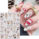 JMEOWIO 3D Nagelsticker Weihnachten Nail Art Naklejka Selbstklebend Nagelaufkleber 5D Stereoskopisch Schneeflocke Xmas Winterurlaub Niedlich Dekoration Nageldesign Zubehör 4 Blatt