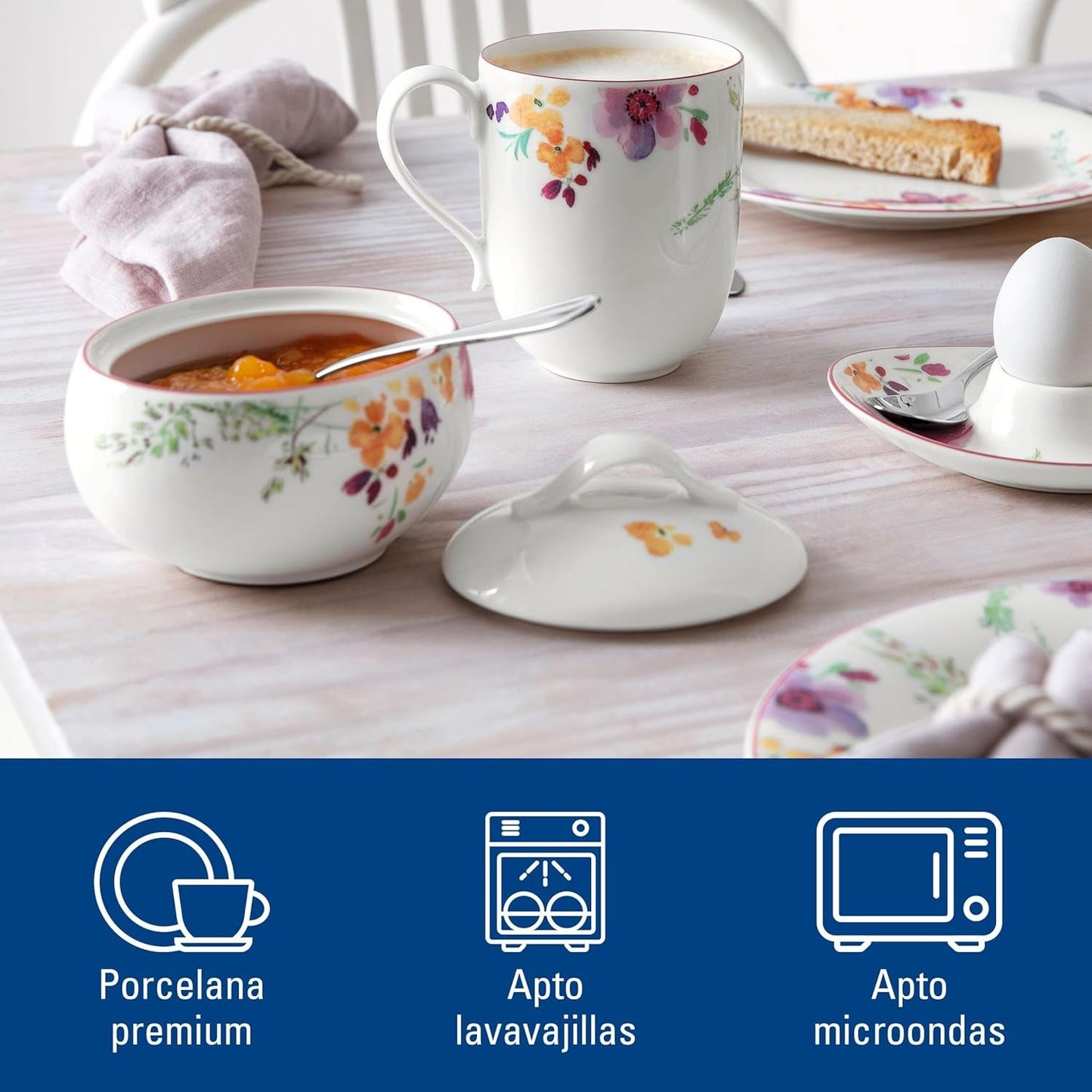 Villeroy & Boch - Cukiernica Mariefleur, różne kolory, można myć w zmywarce, można używać w kuchence mikrofalowej, cukiernica z pokrywką, cukiernica, przechowywanie, akcesoria do kawy, kwiatowa zastawa stołowa, porcelana Premium