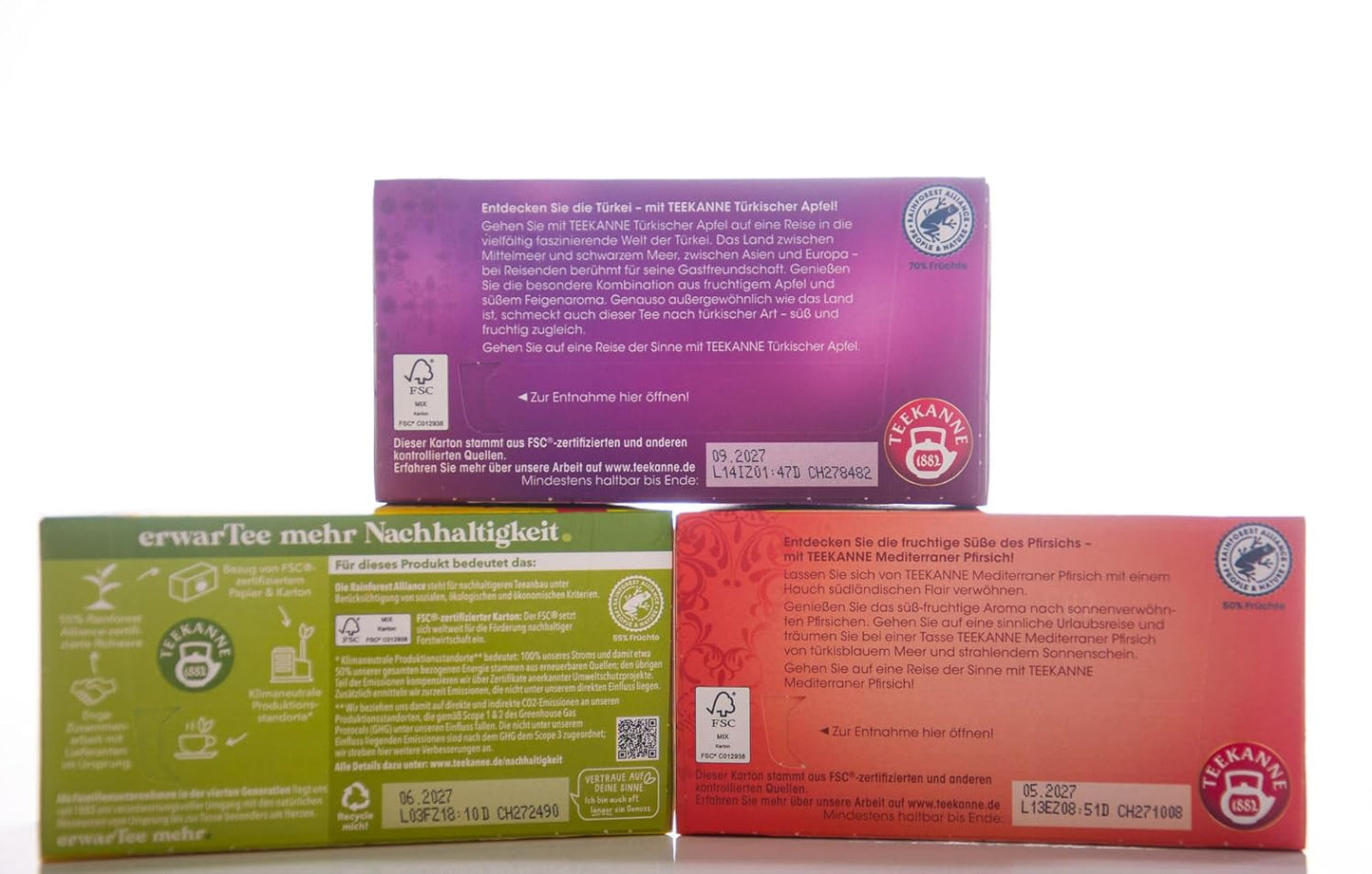 Zestaw herbat Teekanne 3 asortymenty, włoska cytryna, śródziemnomorska brzoskwinia i tureckie jabłko, 155g