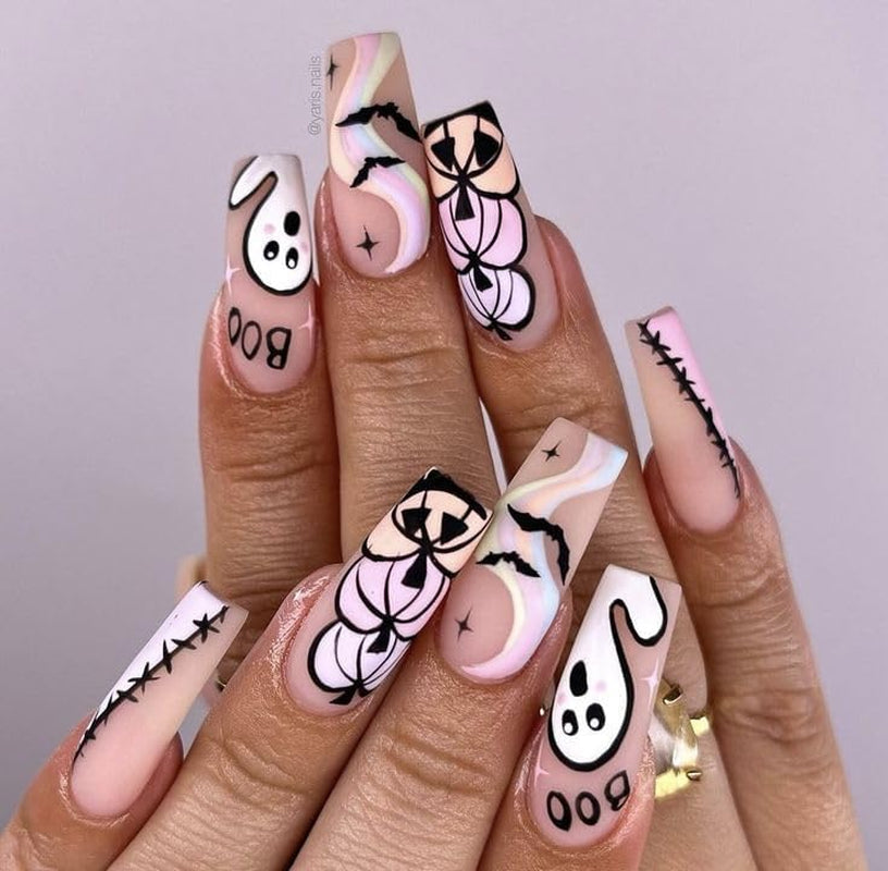 JMEOWIO Nagelsticker Halloween 9 Blatt Nail Art Naklejka Selbstklebend Nagelaufkleber Süßes Gespens Kürbis Dekoration Nageldesign Zubehör