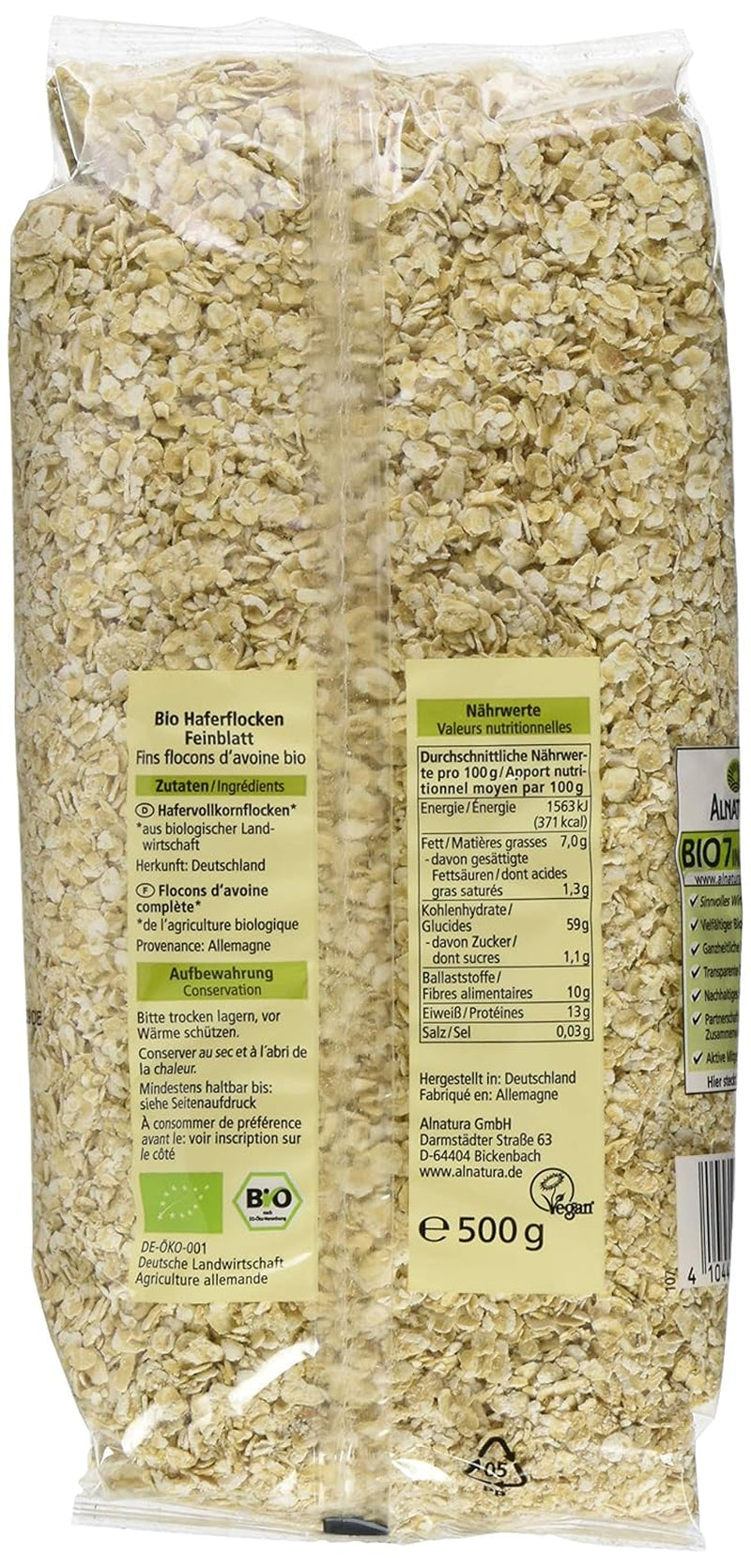 Ekologiczne płatki owsiane drobne płatki 500g (1 opakowanie)
