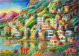 Educa - Puzzle 500 elementów dla dorosłych | Kolorowa wioska nad jeziorem, puzzle 500 elementów dla dorosłych i dzieci od 11 lat, puzzle krajobraz, ilustracja (19552) Puzzle Naty Shop