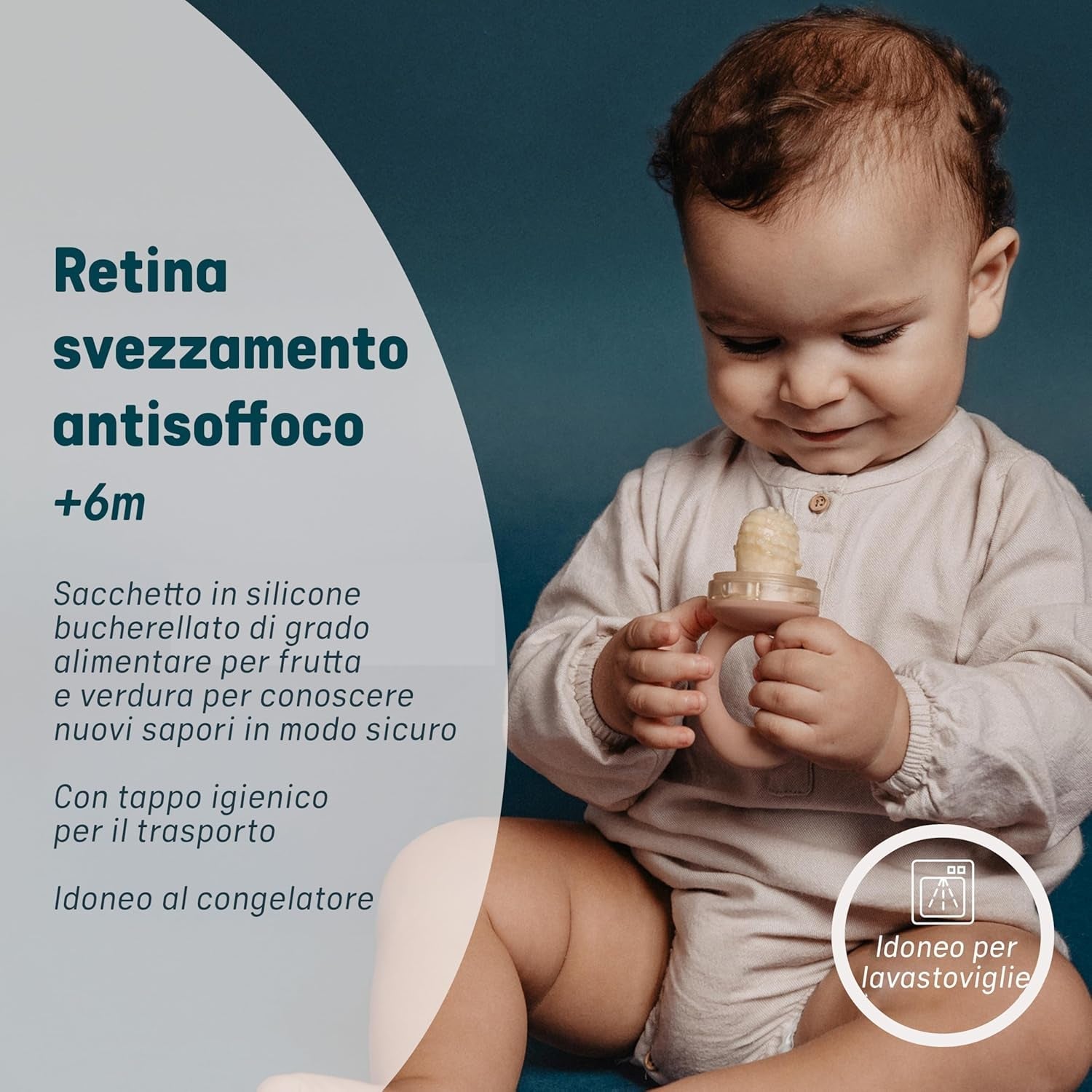 Suavinex Osłona do żucia dla dzieci Silikon spożywczy z pokrywką Łatwe w czyszczeniu Można myć w zmywarce i zamrażarce Łagodzi dziąsła 6 miesięcy Zielony