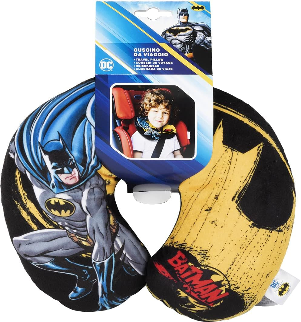 DC Comics Miękka poduszka podróżna Batman na szyję Bezpieczeństwo dziecka Komfort Superbohater Człowiek-nietoperz, Cuscino Da Viaggio Auto, Jasnoniebieski, Jeden rozmiar Poduszki podróżne Naty Shop