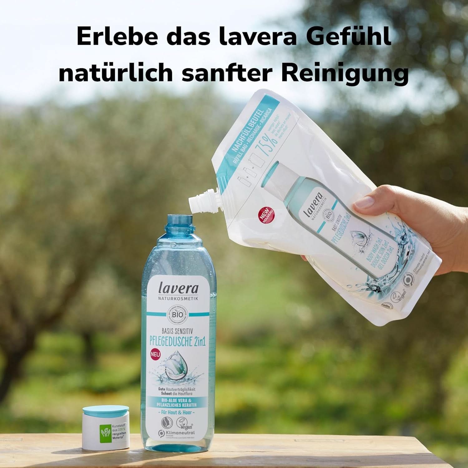 Lavera Care Basis Sensitiv 2 w 1, Szampon i żel pod prysznic z organicznym aloesem i keratyną roślinną, 250 ml Prysznic i kąpiel Naty Shop