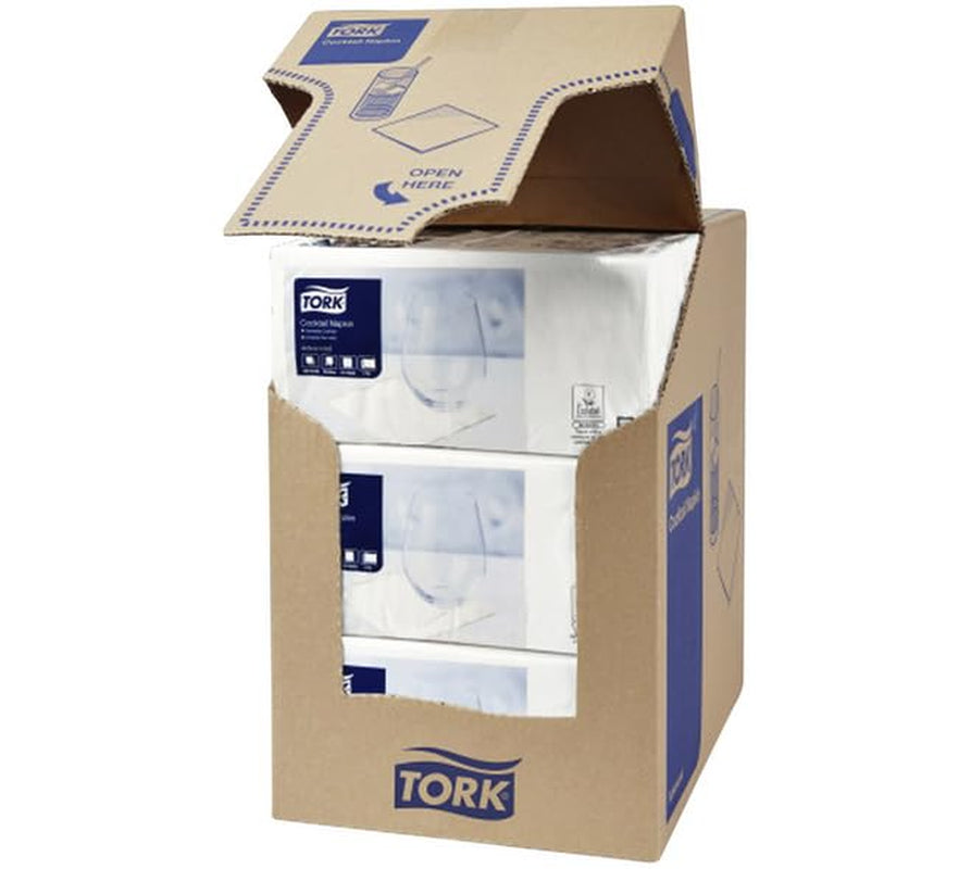Tork koktajlowe białe serwetki, 1/4 złożenia, 2-warstwowe, 24 cm × 24 cm, 200 serwetek, 477534