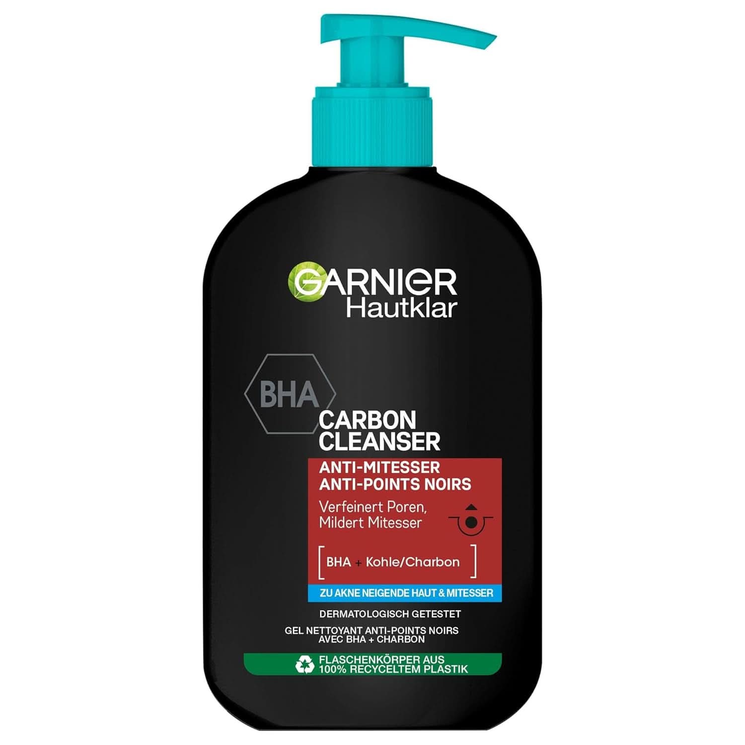 Garnier Charcoal Cleanser Żel do mycia twarzy przeciw zaskórnikom i wypryskom 250ml Pod prysznic i do kąpieli Naty Shop