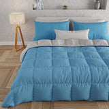 PETTI Artigiani Italiani - Podwójna kołdra zimowa, maxi, monochromatyczna, dwustronna, biała, szara, 100% Made in Italy Kołdry i kołdry Naty Shop Jasnoniebieski Szary Una Piazza E Mezza