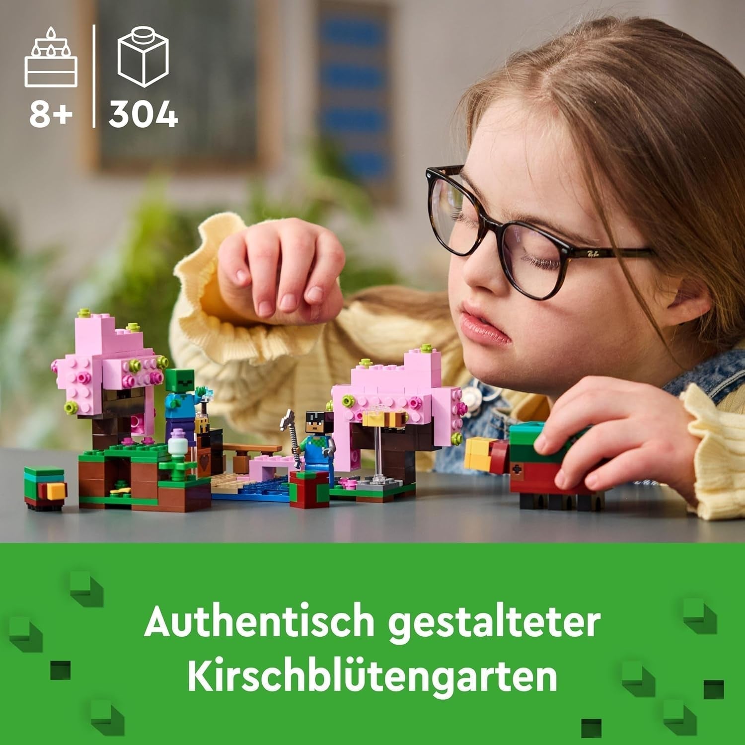 LEGO Minecraft Sad z kwiatami wiśni Zabawkowy ogród do zwiedzania ze Słoneczkiem, Wąchaczem, Zombie i Pszczołami Prezent dla graczy dla chłopców i dziewcząt w wieku 8 lat 21260 Zestawy do budowania Szukaj sklepu LEGO