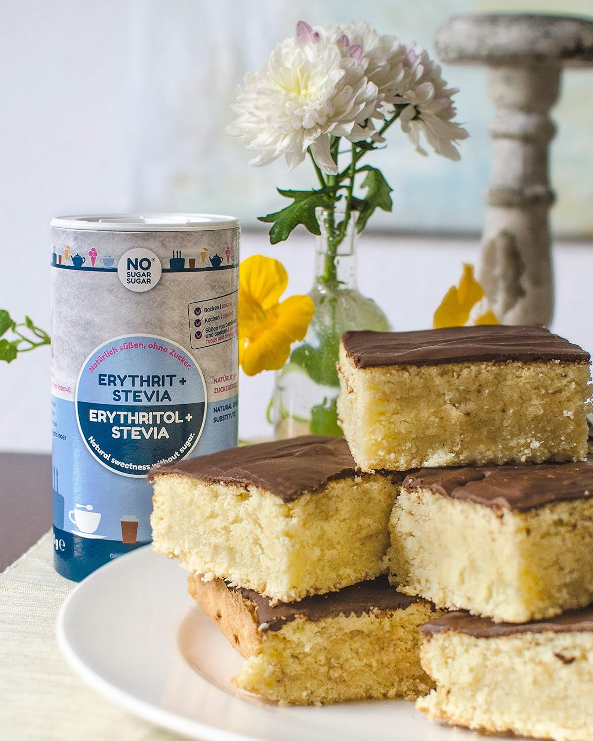 BEZ CUKRU 400 G Erytryt + Stewia Wegańskie, 100% Zucker- & Kalorienfreier Zuckerersatz, Zahnfreundlich 1:1 Süße Gegenüber Zucker, Gesunde Alternative Ohne Eigengeschmack Zum Kochen, Backen, Süßen Słodziki Naty Shop