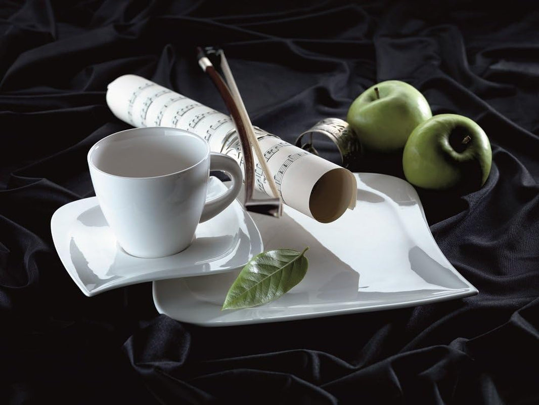Verso de Mäser, seria La Musica, 18-częściowy serwis kawowy, 6-osobowy porcelanowy zestaw obiadowy, 921172, biały