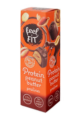 Feel FIT Praliny proteinowe z masłem orzechowym w wysokiej jakości mlecznej czekoladzie, bez dodatku cukru, 17% białka, bezglutenowe 66g (1 opakowanie)